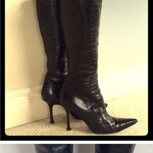 Jimmy Choo vintage Elegant Black Leather Knee-High Boots